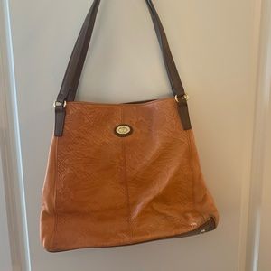 Tignanello embossed pumpkin colored split purse